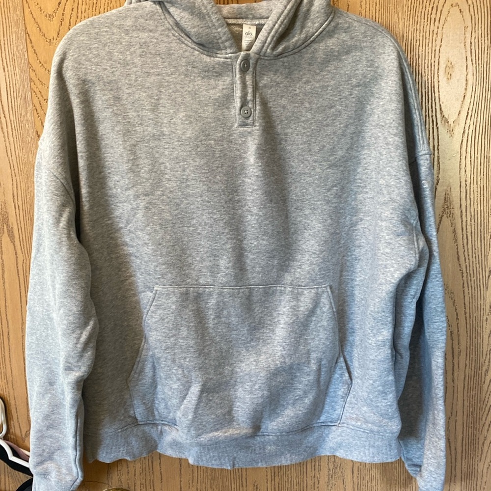 ALO Yoga Heather Gray Hooded Sweatshirt
